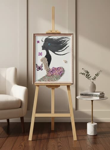 декоративные головы животных на стену: Dekorativ tablo – qarışıq texnika - Mövzu: Siluet şəklində qadın — 1