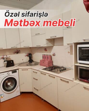угловая кухня маленькая: Özəl sifarişlə hazırlanmış mətbəx mebeli - Künc (L-şəkilli) planlama — 1