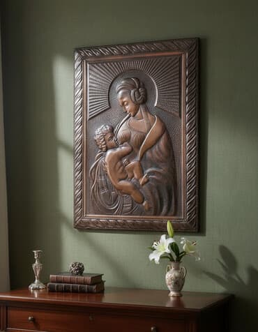 kohnə pullar: Misin relyef tablo – “Ana və uşaq” kompozisiyası Məryəm və isa. - — 1