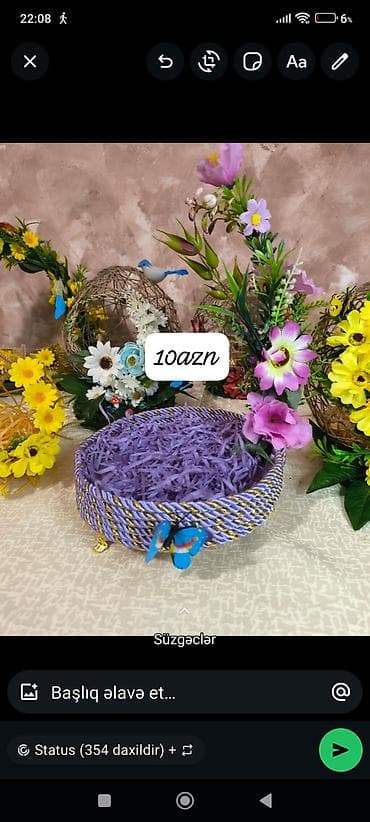 elcilik sekilleri: Dekorativ əl işləri – kompozisiyalar və səbətlər - Şüşə saplardan — 1