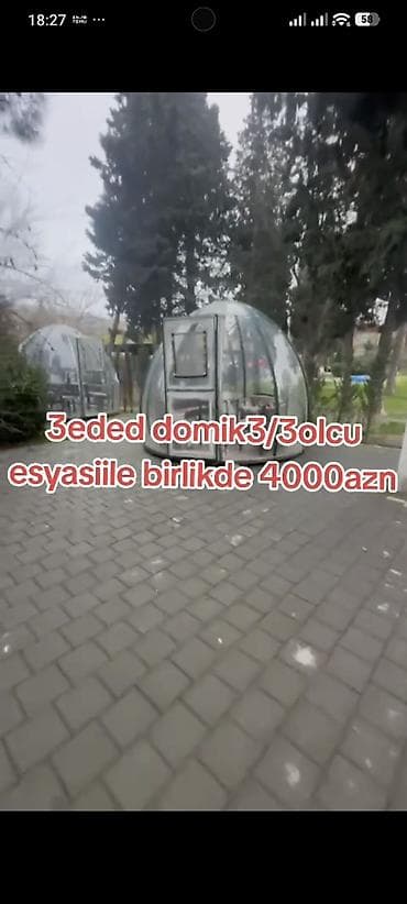 Şəffaf “igloo” tipli açıq hava domikləri - Sayı: 3 ədəd - Ölçü: 3/3
