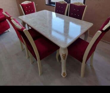 ders masaları: Qonaq otağı üçün, Yeni, Açılan, Dördbucaq masa, 6 stul — 2