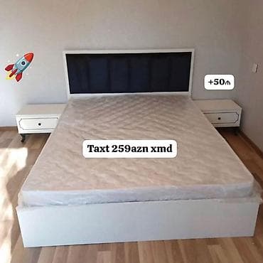 Двуспальная кровать, 2 тумбы — 1