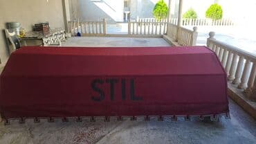 pencere reşotka: Bordo rəngli “STIL” yazılı tent/markiz üstü (başlıq). 3 ədəd — 3