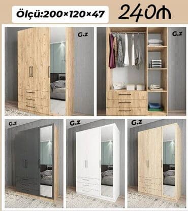 3 qapılı dolablar: Açılan, 3 qapılı Düz dolab, Qarderob, paltar dolabı — 1