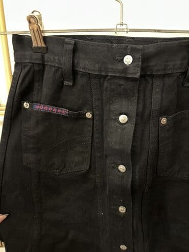 Qara denim mini ətək - Material: qalın denim (cins) parça - Rəng: tam