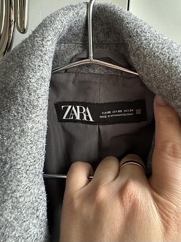 Пальто, Zara, XS, цвет - Серый