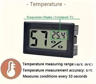 Rəqəmsal higrometr + termometr (mini LCD) Xüsusiyyətlər: - Eyni — 3