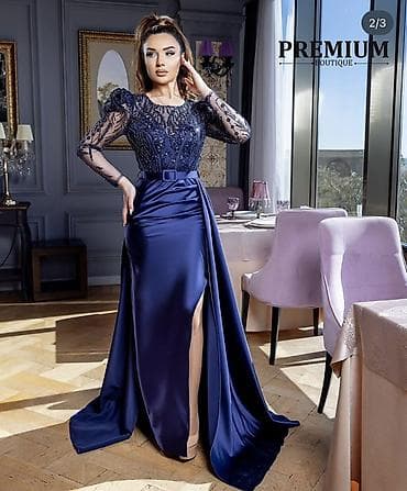Məhsul: Premium Boutique gecə/libas - Rəng: tünd məxməri göy (navy) - — 2