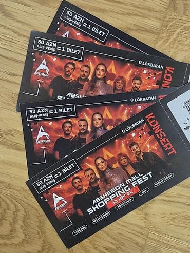 10 May Absheron Mall konsertinə biletlər satılır. 4 ədəd mövcuddur 1 — 1