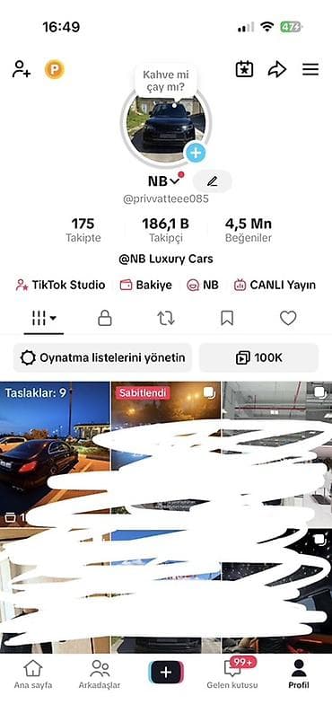 random hesab az: 186 k Takipçili TikTok hesabi satilir 26 leveldir 27 levele 10.000 — 1