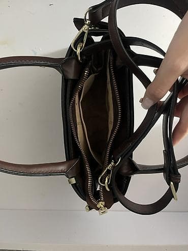 çanta: Qadın çantası - Model: kiçik top‑handle çanta - Rəng: tünd qəhvəyi və — 2