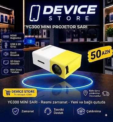 cib vifi: YG300 Mini Proyektor – sarı rəng - HDMI bağlantısı - USB və SD kart — 1
