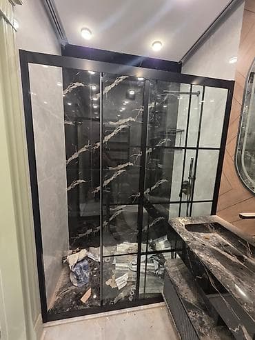 duş kabine: Duş kabini – qara alüminium karkaslı, sürüşdürülən qapılı - Ölçü — 1