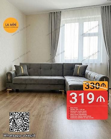 divan mini: Künc divan, Açılan, Bazalı, Şəhərdaxili pulsuz çatdırılma — 1