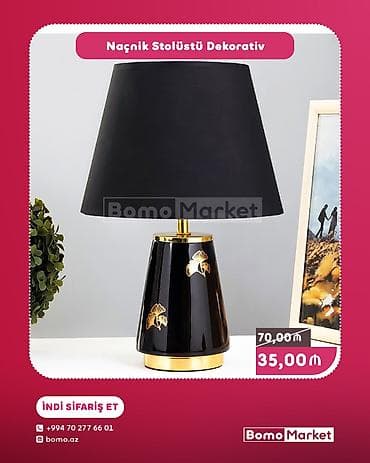 Naçnik Stolüstü Dekorativ lampa - Rəng: qara abajur, qızılı detallı