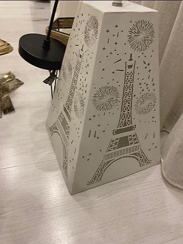 muellim sekilleri: Eifell qülləsi dizaynlı dekorativ işıqlı abajur - Material: metaldan — 1