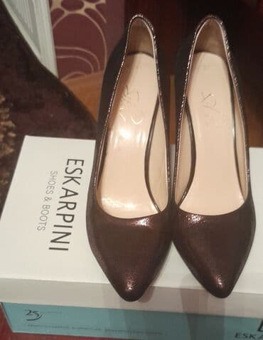 женские шлепанцы на каблуке: Туфли, Размер: 41, цвет - Золотой, Б/у — 2