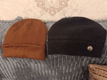 Qadınlar üçün 2 ədəd toxunma papaq dəsti - Model 1: Tünd qəhvəyi