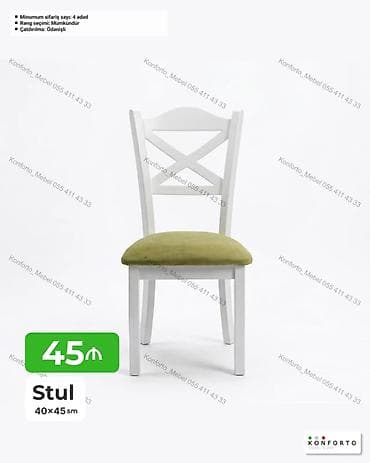 balkon stul: Stul – 40×45 sm - Klassik “X” formalı ağ arxa dayaqlı dizayn - — 1