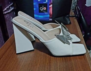 женские слипоны на высокой подошве: Сабо, Размер: 40, цвет - Белый, Новый — 3