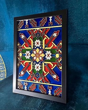 bag setkasi: Milli ornament motivləri ilə hazırlanmış dekorativ əl işi vitraj — 3