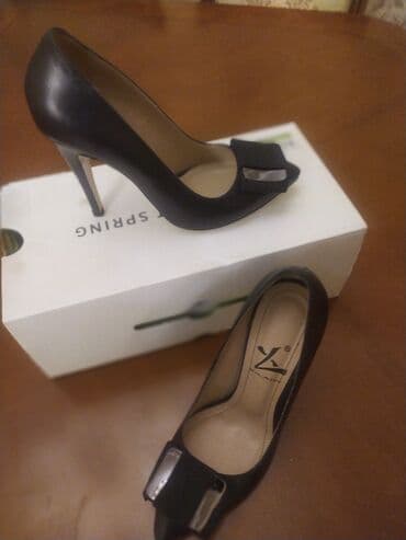 женские бежевые замшевые туфли: Туфли, Размер: 36, цвет - Черный, Новый — 1