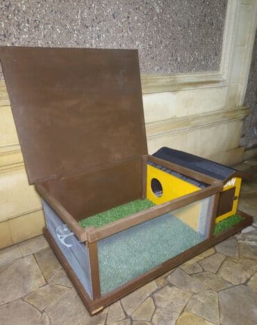 Quşlar: Məhsul: İki bölməli pişik evi🐈 Təsvir: - Taxta karkaslı, qapalı yataq — 3