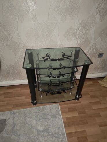 Гостиные гарнитуры: Прямой ТВ стенд, С полками, Стеклянный, Италия — 2