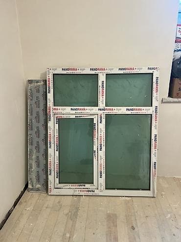 Yeni İkiqat şüşə paketi Plastik pəncərə, Еni: 150 sm, Uzunluğu: 140 sm