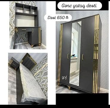 usag maneji: Gənc yataq dəsti – dəst 650 ₼ Tərkibi: - 3 qapılı dolab: orta qapı — 1
