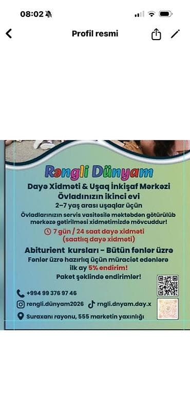 Dayələr: Rəngli Dünyam – Dayə Xidməti və Uşaq İnkişaf Mərkəzi - 3 aylıq — 1
