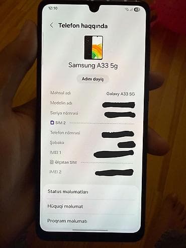 iphone e: Samsung Galaxy A33 5G, 128 GB, rəng - Qara, Face ID — 5