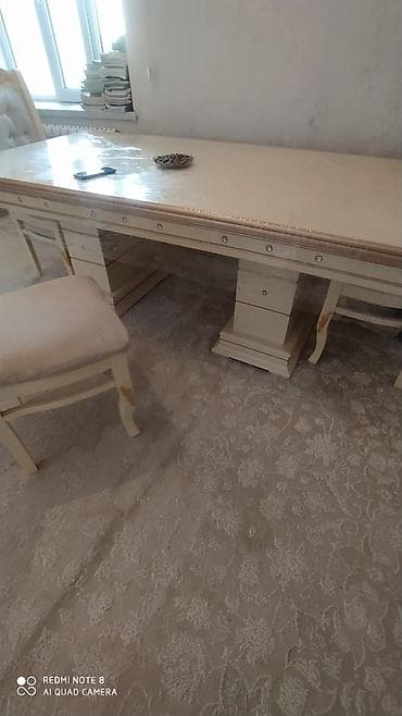 Столы: Для гостиной, Б/у, Раскладной, Прямоугольный стол, 8 стульев — 2