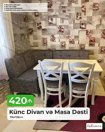 Divan və masa dəstləri: Künc Divan və Masa Dəsti - Dəst tərkibi: künc divan, yemək masası və — 1