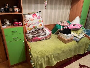 genc qiz otagi: Oğlan və qız üçün, İşlənmiş, Təknəfərlik çarpayı, Yazı masası, Dolab, Komod — 4