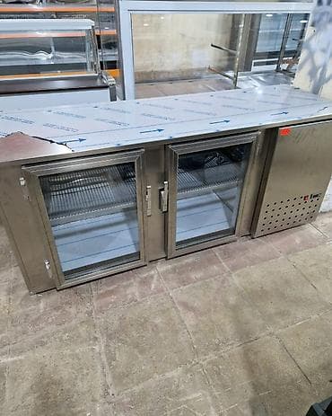 soyuducu maşın: Paslanmayan poladdan hazırlanmış iki qapılı soyuducu bufet/alt tezgah — 1