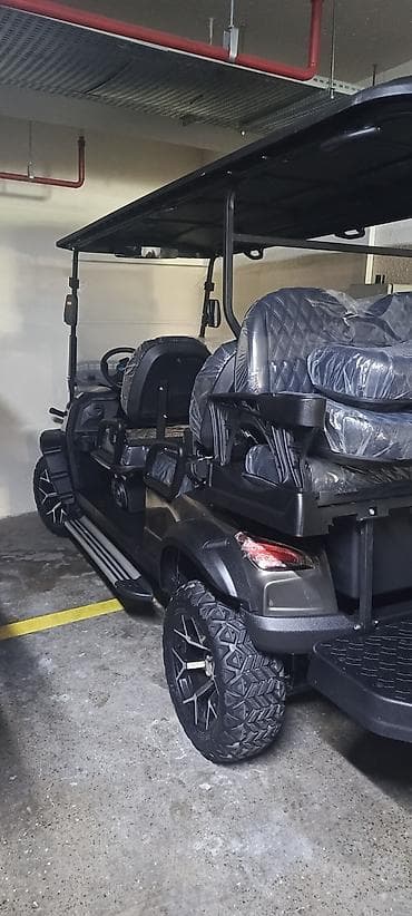 4 teker: Elektrikli 6 nəfərlik golf karı / resort daşıyıcı reng - Ağ, Qara — 3
