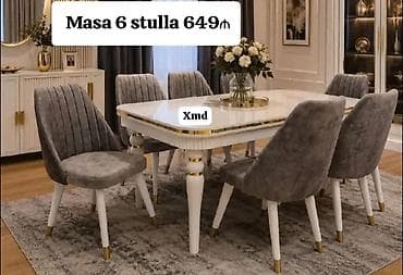 tek dolab: Mətbəx/Qonaq otağı üçün dəst: masa + 6 stul - Dəst: 1 masa və 6 stul — 1
