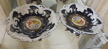 Qədimi üslubda bəzəkli 2 ədəd ayaqlı porselen meyvə/meyvə qabı dəsti