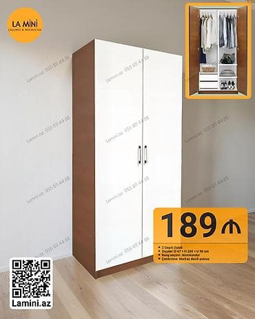2 qapılı, Siyirməli, Digər rəng, Digər material, Açılan, Düz dolab — 1