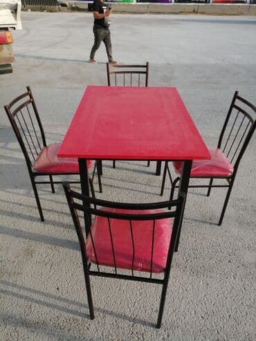 stul ev ucun: Mətbəx üçün, Yeni, Açılmayan, Kvadrat masa, 4 stul — 2