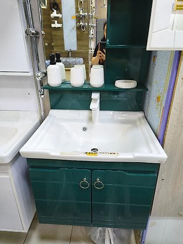 Vanna otağı üçün lavabo dəsti - Material: keramika lavabo, MDF korpus