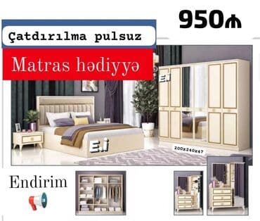 yataq dosekleri: İkinəfərlik çarpayı, Dolab, Termo, 2 tumba, Azərbaycan, Yeni — 7