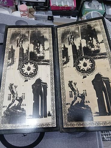 Skeytbordlar: 3 azn das ve zer Ağ-qara naxışlı taxta şahmat/nərd dəsti - Material — 5