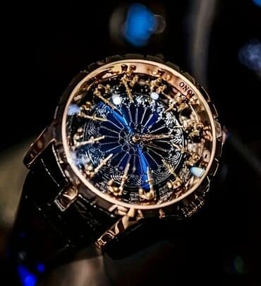 Qol saatları: Lüks kişi qol saatı – mavi ornamentli siferblat və qızılı detallar - — 2