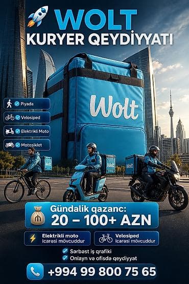 Moto-kuryer tələb olunur, Gündəlik ödəniş, Təcrübəsiz
