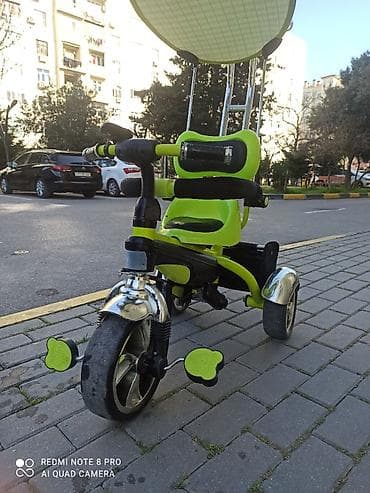 velas: Uşaq üçtəkərli velosipedi – yaşıl/qara rəngdə, valideyn idarəetmə — 3