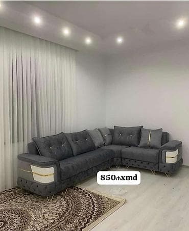 Künc divan – tünd boz rəngdə, yumşaq məxməri/parça üzlüklə. - lalafo.az -da Künc divan – tünd boz rəngdə, yumşaq məxməri/parça üzlüklə. -