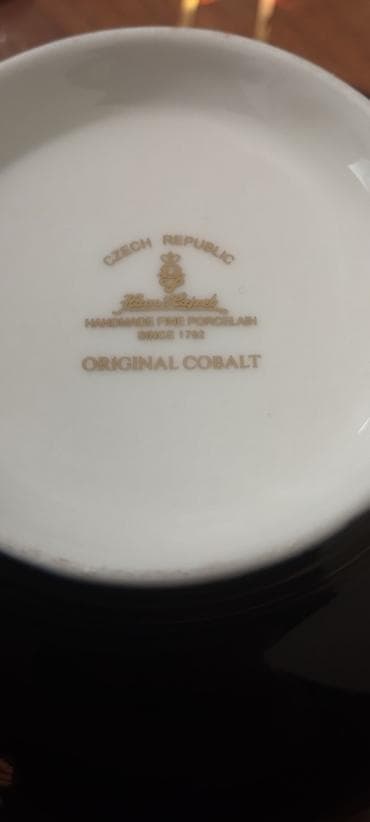 farfor fiqurları: Nahar dəsti, rəng - Göy, Farfor, 12 nəfərlik, Çexiya — 5